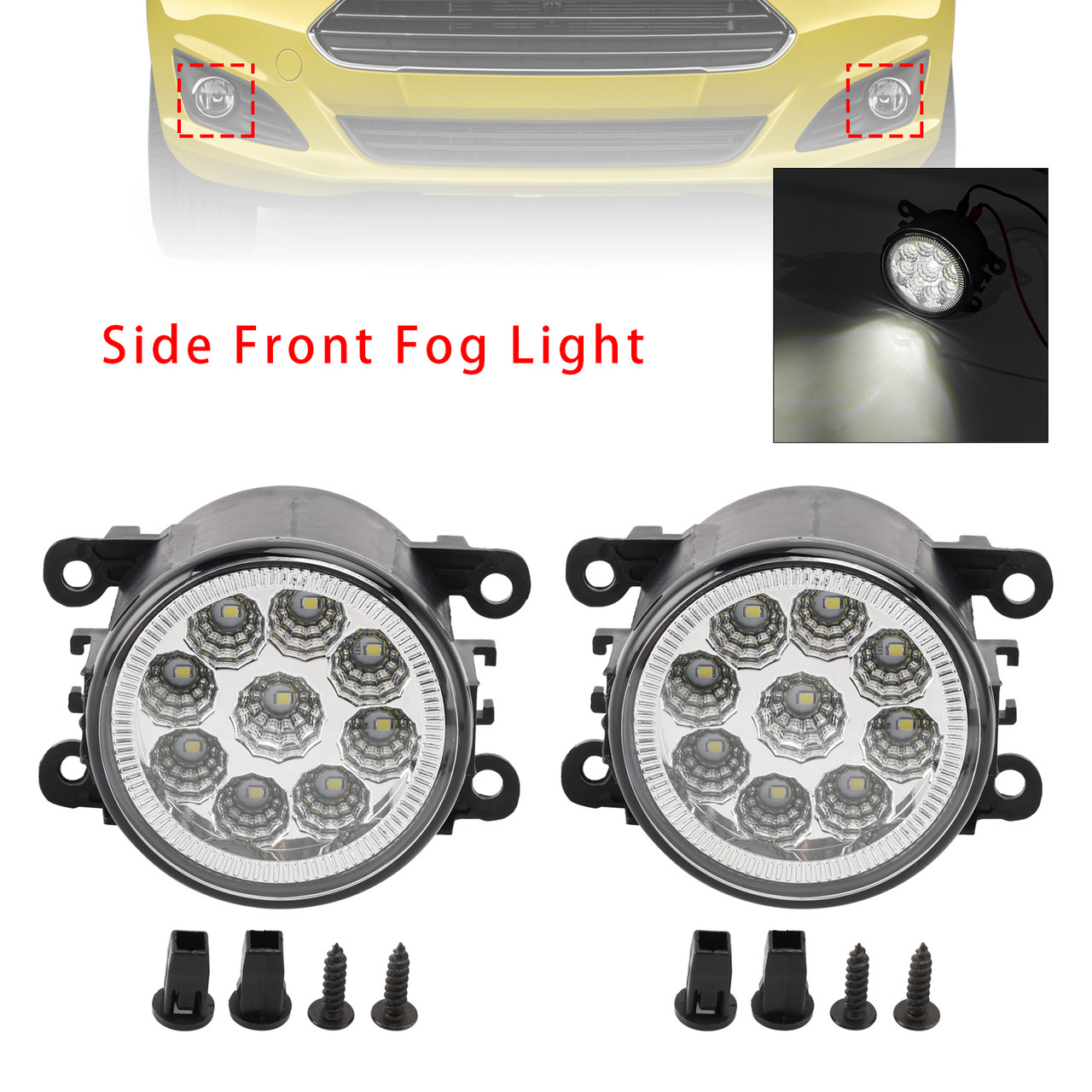 2005-2019 Nissan Xterra Pathfinder Frontier Frontier Armada Pair 9 LED Daytime Running Fog Lights Generic