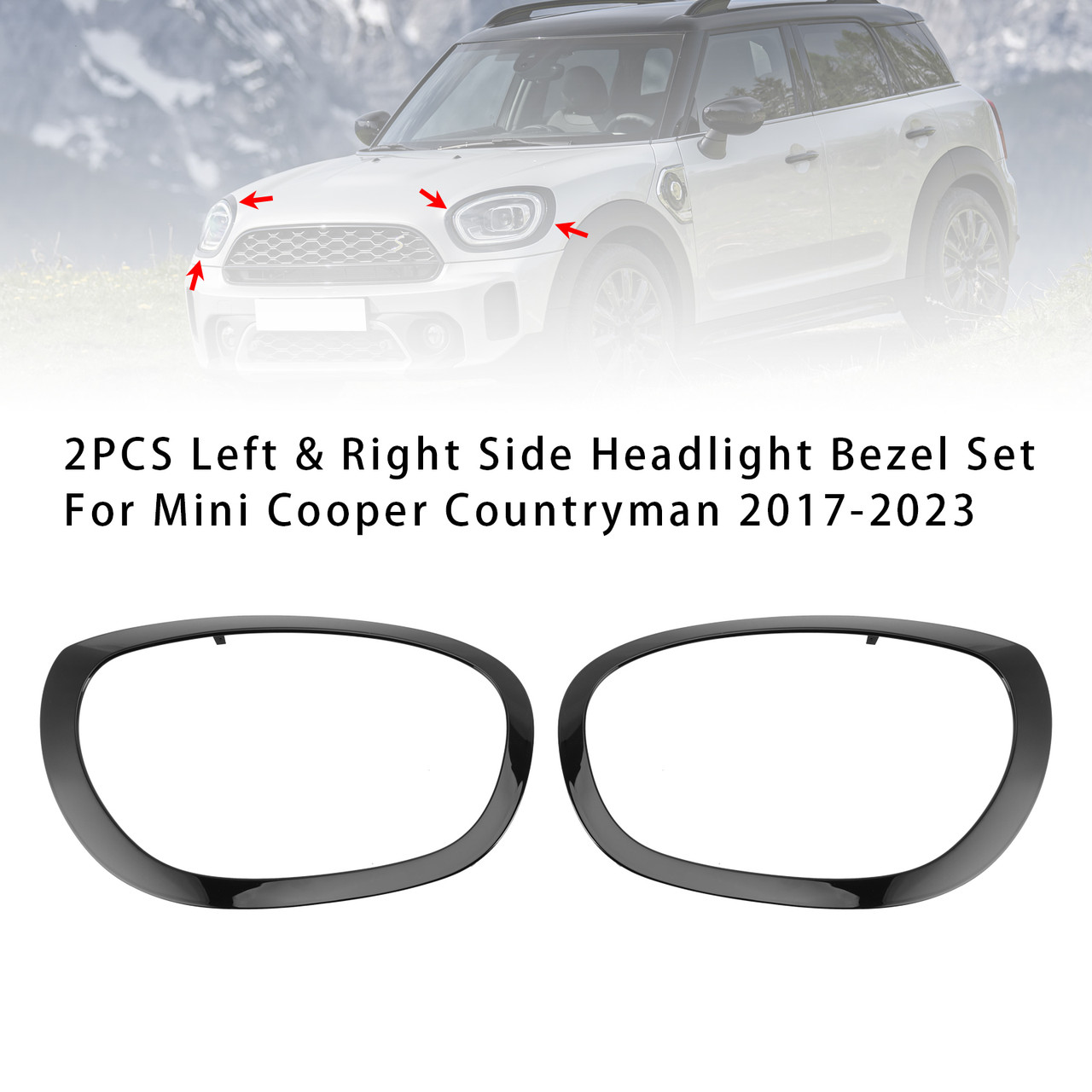 2017-2023 Mini Cooper Countryman 2PCS Left & Right Side Headlight Bezel 51137388117 Generic