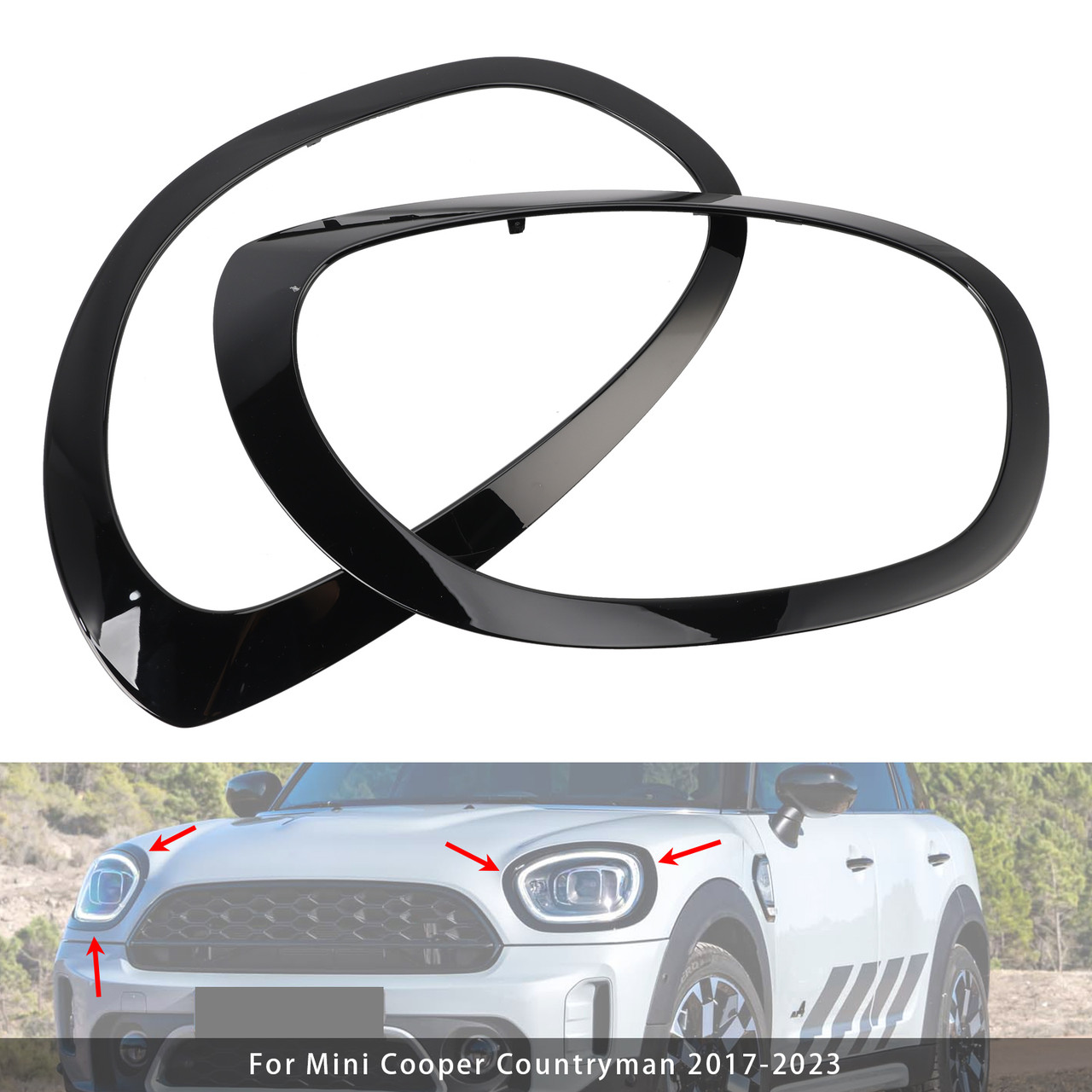 2017-2023 Mini Cooper Countryman 2PCS Left & Right Side Headlight Bezel 51137388117 Generic