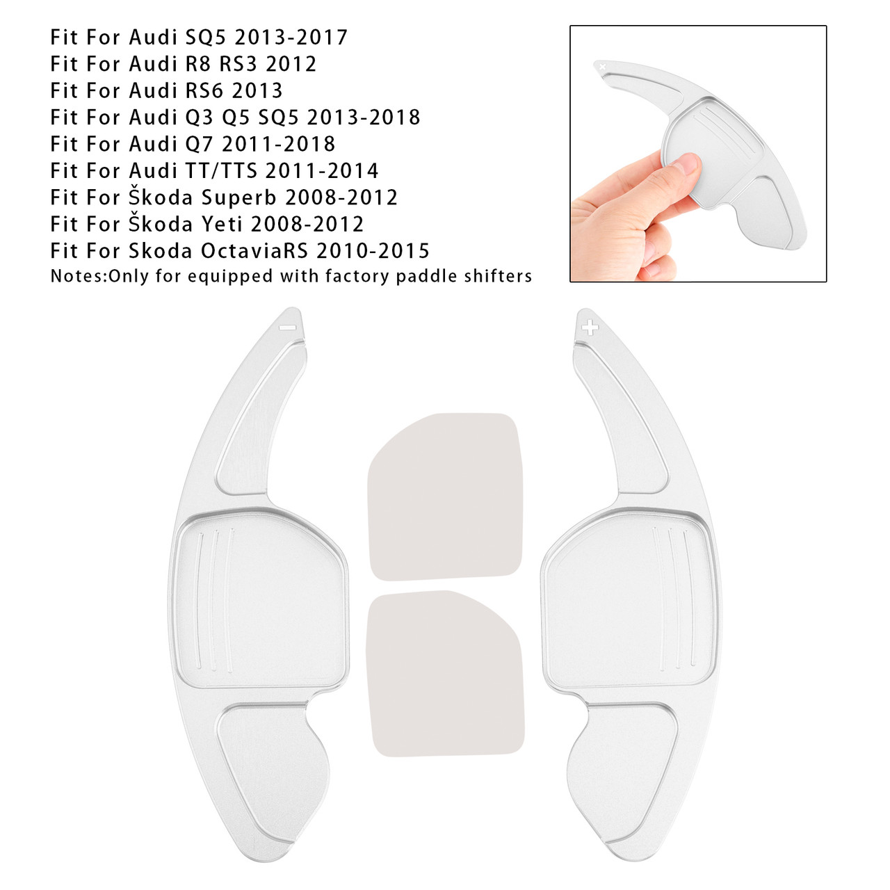2011-2016 Audi A3-8 Steering Wheel Paddle Shifter Extension Aluminium Silver Generic