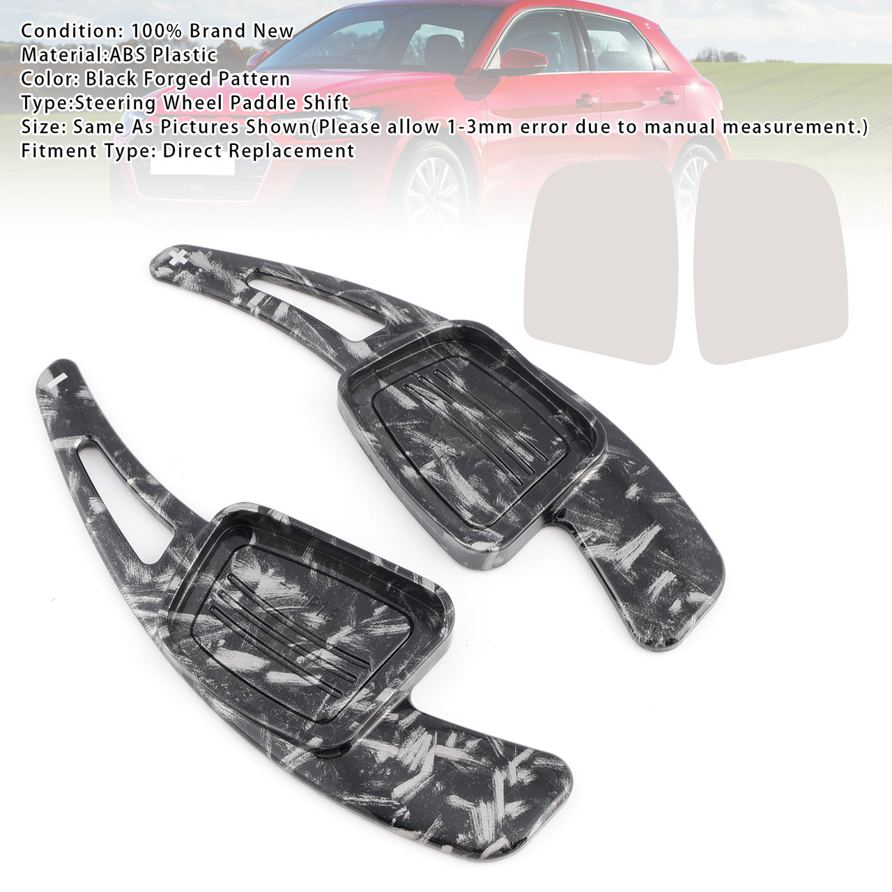 2016-2024 Audi Q2 Q2L Q3 Q5 Q7 SQ7 Q8 Steering Wheel Paddle Shifter Extension Black Forged Pattern Generic