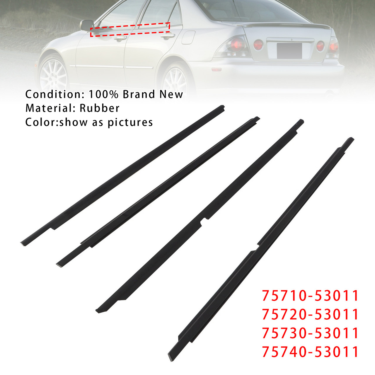 2001-2005 Lexus IS300 4PCS Front+Rear Door Window Belt Trim