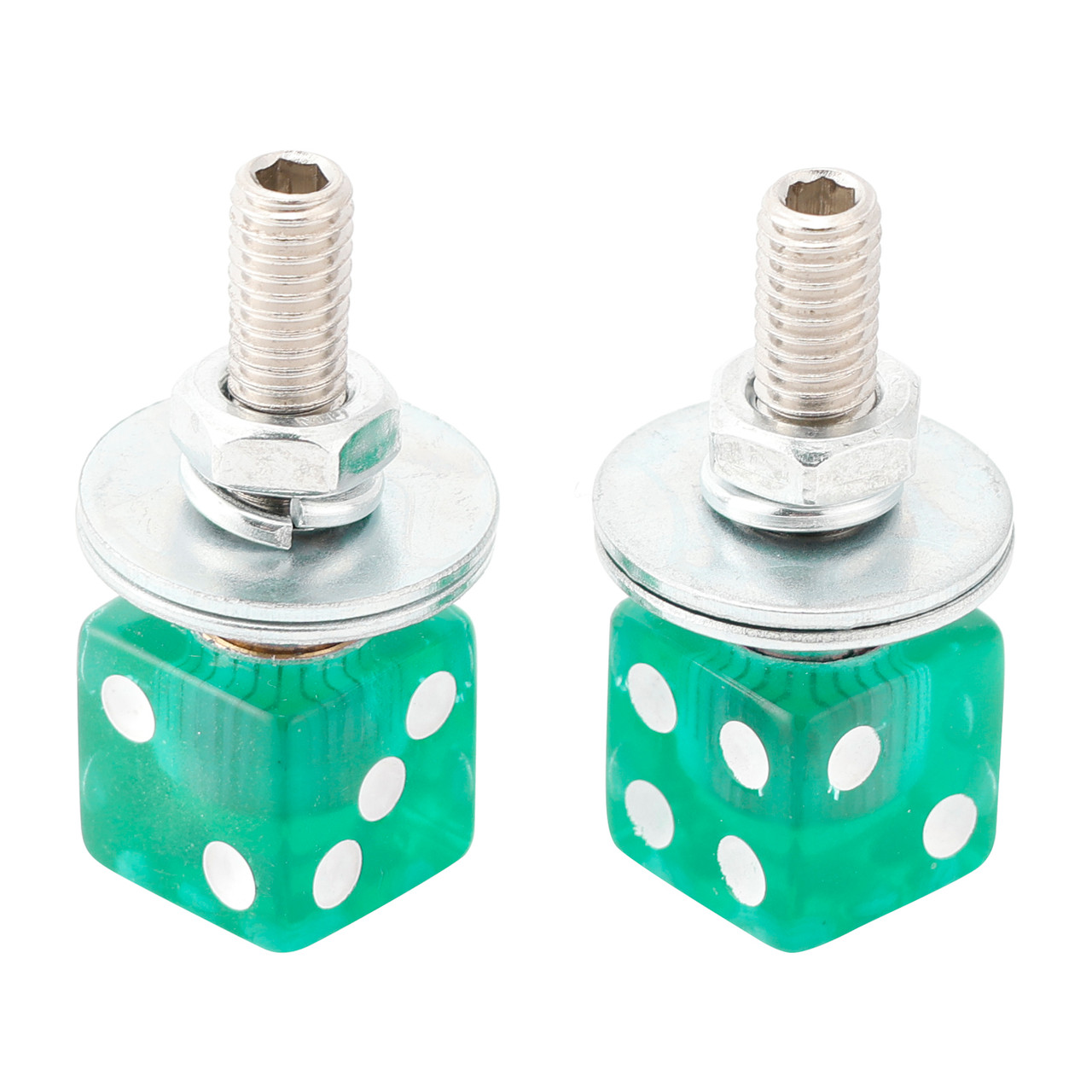2x Custom DICE License Plate Bolt Screw Green Plastic Motorcycle Chopper Bobber Green