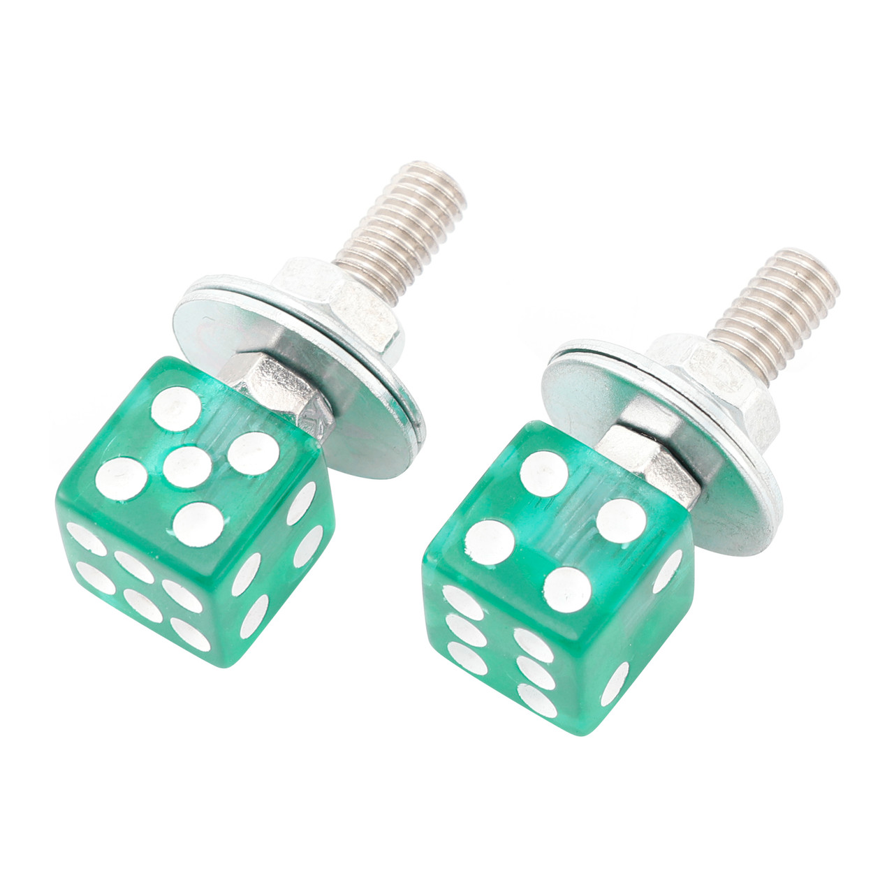 2x Custom DICE License Plate Bolt Screw Green Plastic Motorcycle Chopper Bobber Green