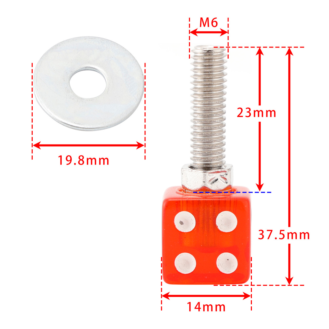 4x Custom DICE License Plate Bolt Screw Red Plastic Motorcycle Chopper Bobber Red