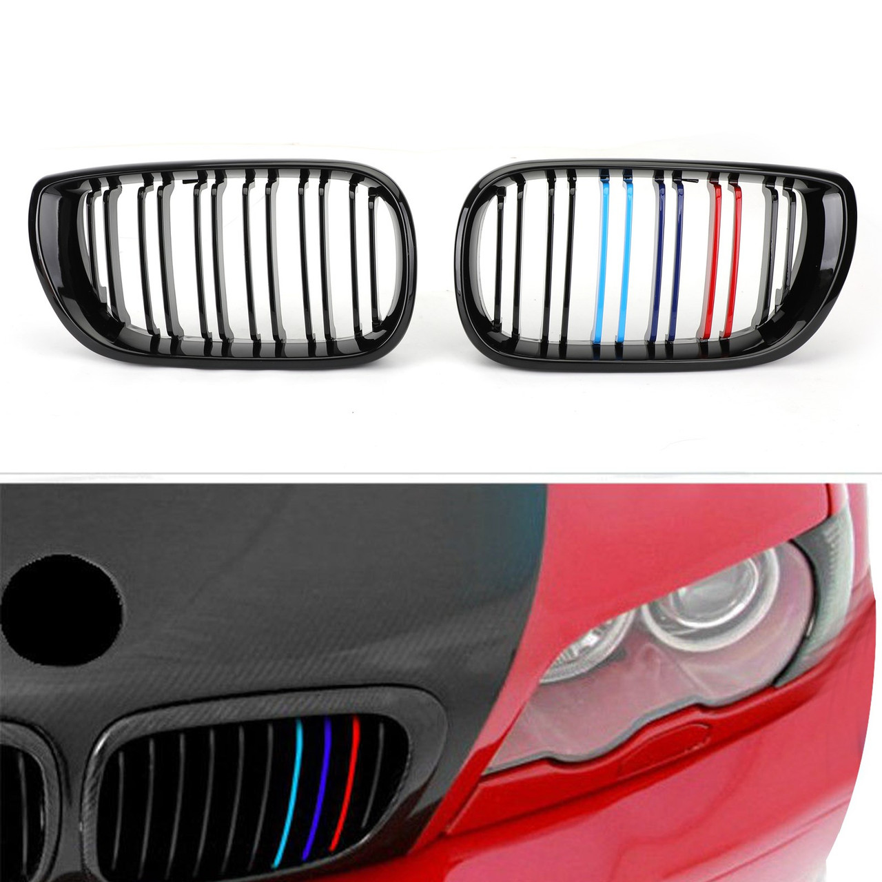 2002-2005 BMW E46 Touring 4-Door Facelift Front Kidney Hood Grille 51137030545 M-Color Generic