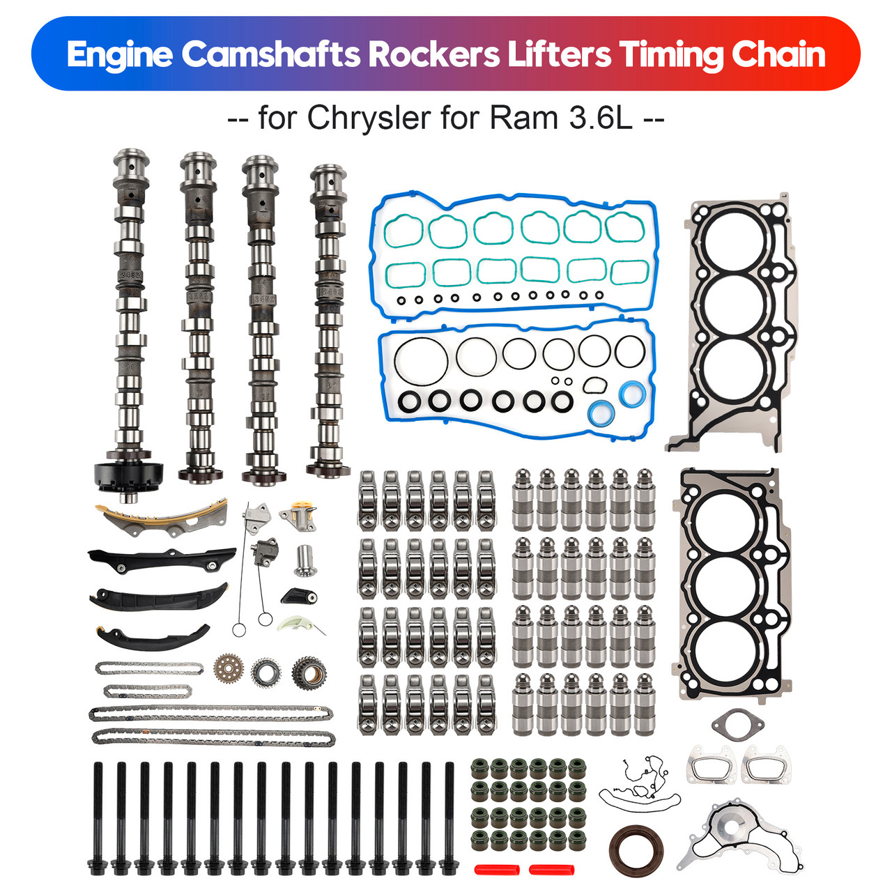 2014-2016 Dodge Ram ProMaster 1500 3.6L V6 Engine Camshafts Rockers Lifters Timing Chain 5184377AG 5184378AG Generic 2014-2016 Dodge Ram ProMaster 1500 3.6L V6 Engine Camshafts Rockers Lifters Timing Chain 5184377AG 5184378AG Generic