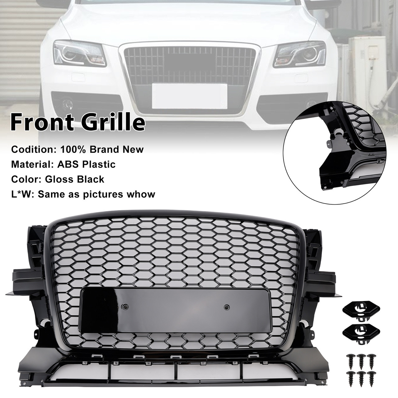 2009-2012 Audi Q5 SQ5 Front Bumper Grill Grille 8R0853651B Gloss Black Generic