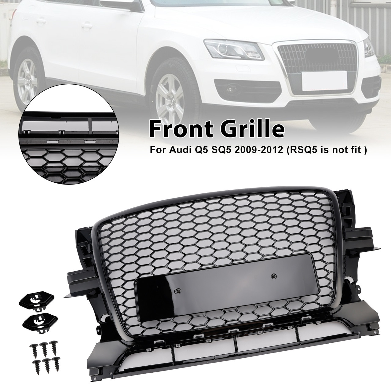 2009-2012 Audi Q5 SQ5 Front Bumper Grill Grille 8R0853651B Gloss Black Generic