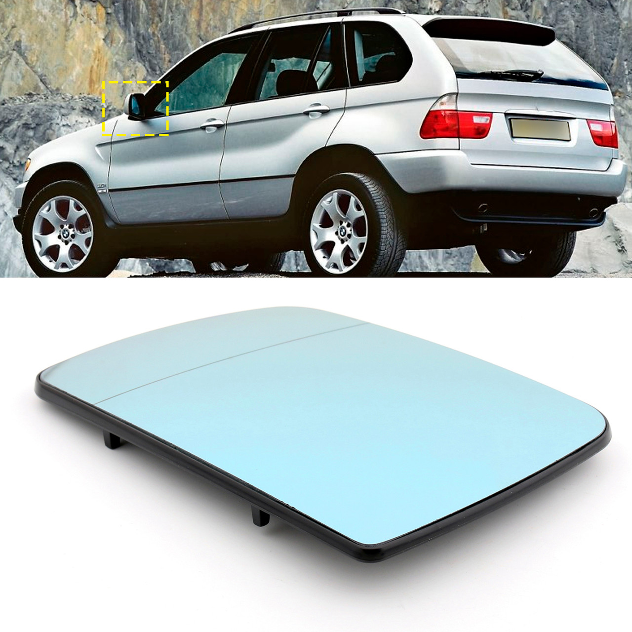 1998-2006 BMW X5 E53 SUV Heated Left Driver Side Wing Mirror Glass 51167039597 Blue Generic