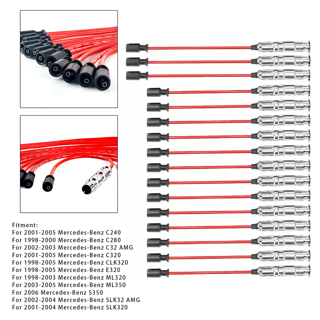1998-2000 Mercedes-Benz C280 16pcs Spark Plug Ignition Wire Set 1121500218 Generic