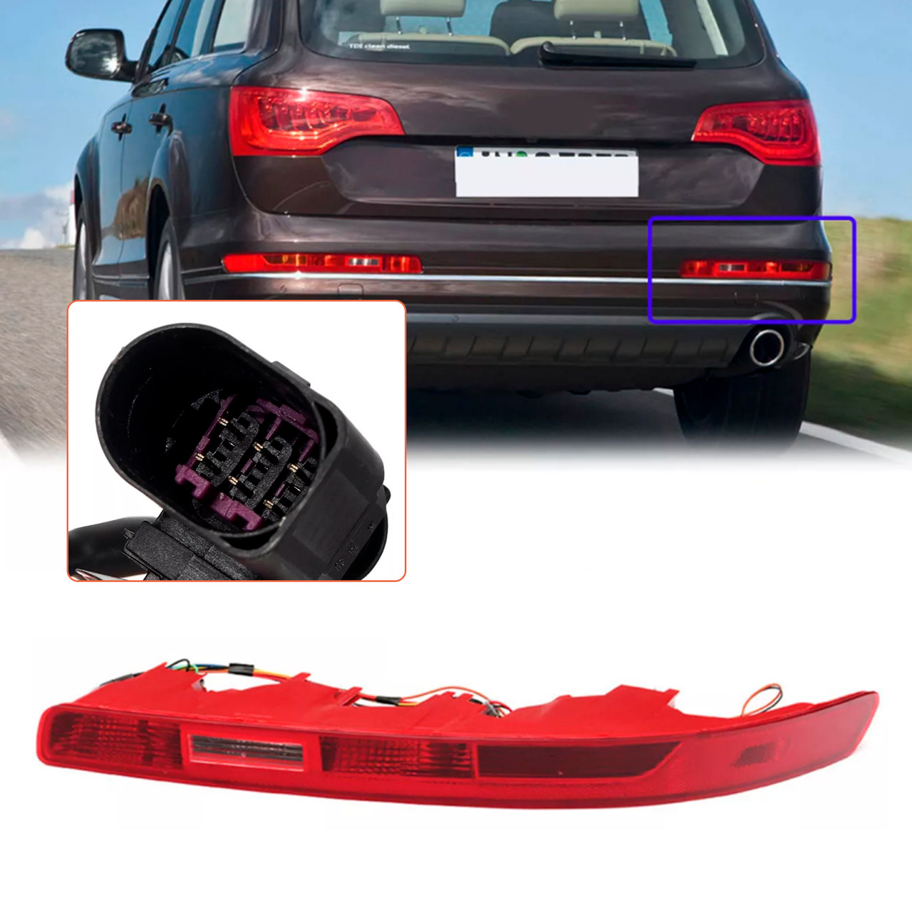 2007-2015 Audi Q7 US version Right Rear Bumper Reflector Tail Light Lamp Red Lens 4L0945095A Generic