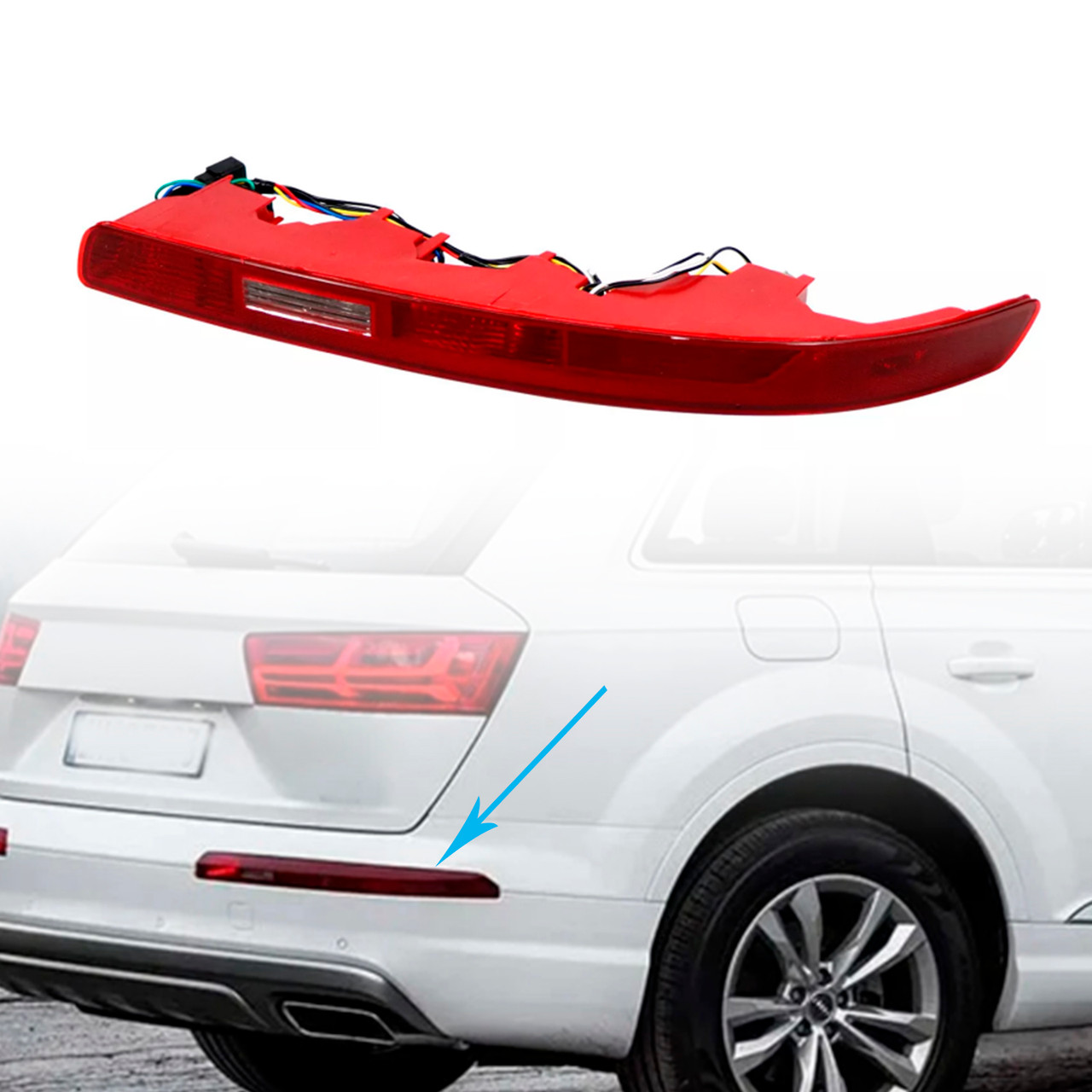 2007-2015 Audi Q7 US version Right Rear Bumper Reflector Tail Light Lamp Red Lens 4L0945095A Generic