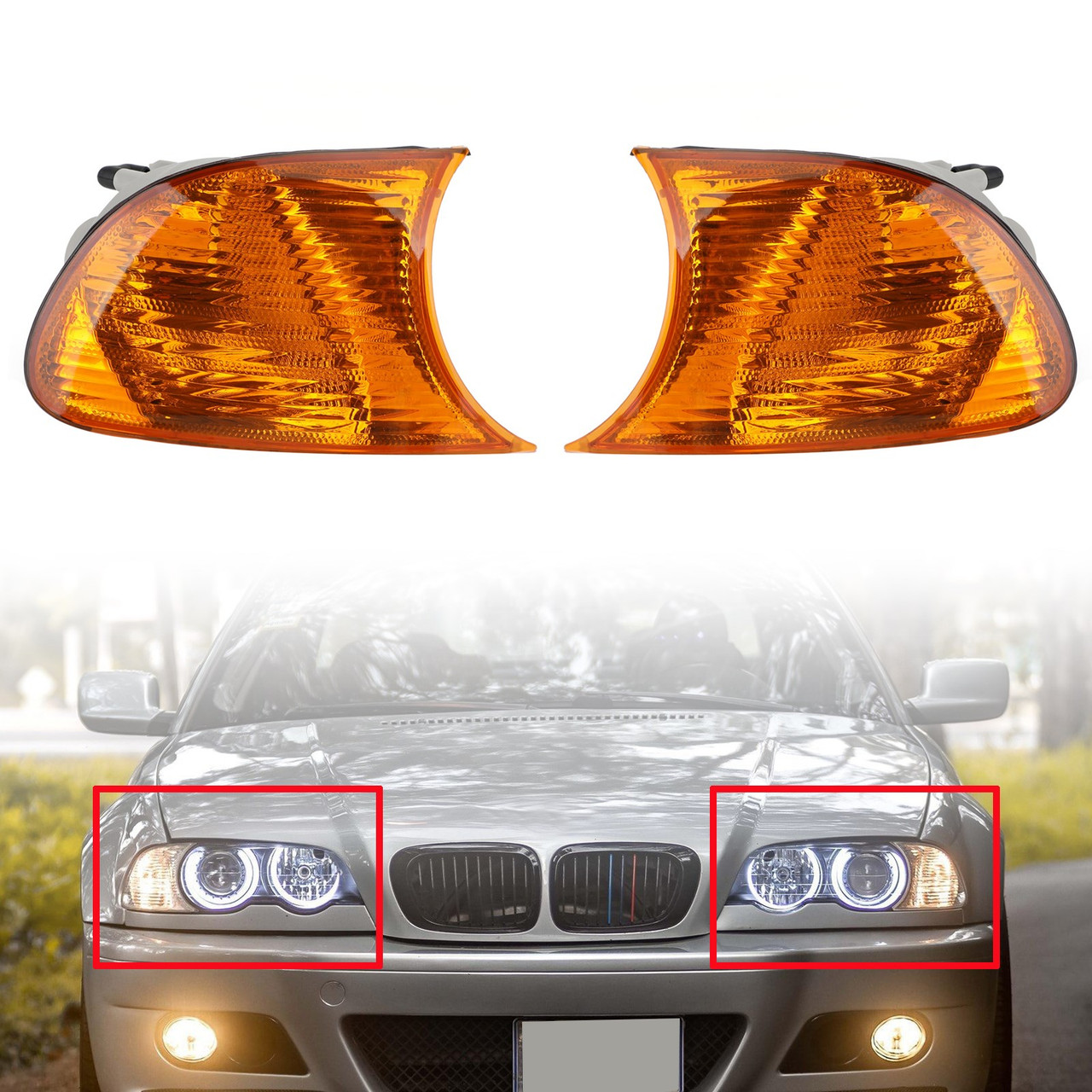 1998-2001 BMW 3 Series E46 2-Door Coupe Pair Amber Corner Light 63126904299 Generic