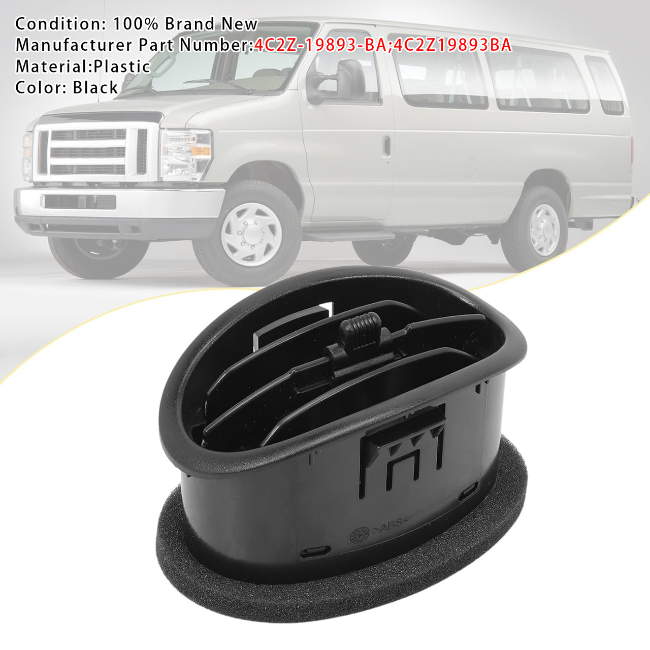 2004-2008 Ford E-350 Super Duty Right A/C Dash Panel Air Louvre Vent 4C2Z-19893-BA Black Generic