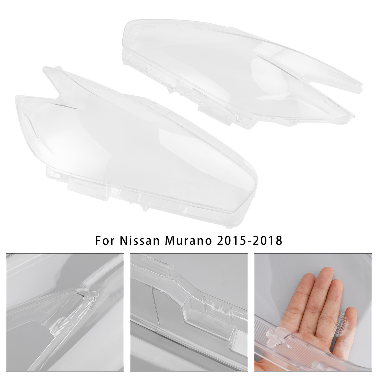2015-2018 Nissan Murano Left+Right Front Headlight Clear Lens Cover Generic