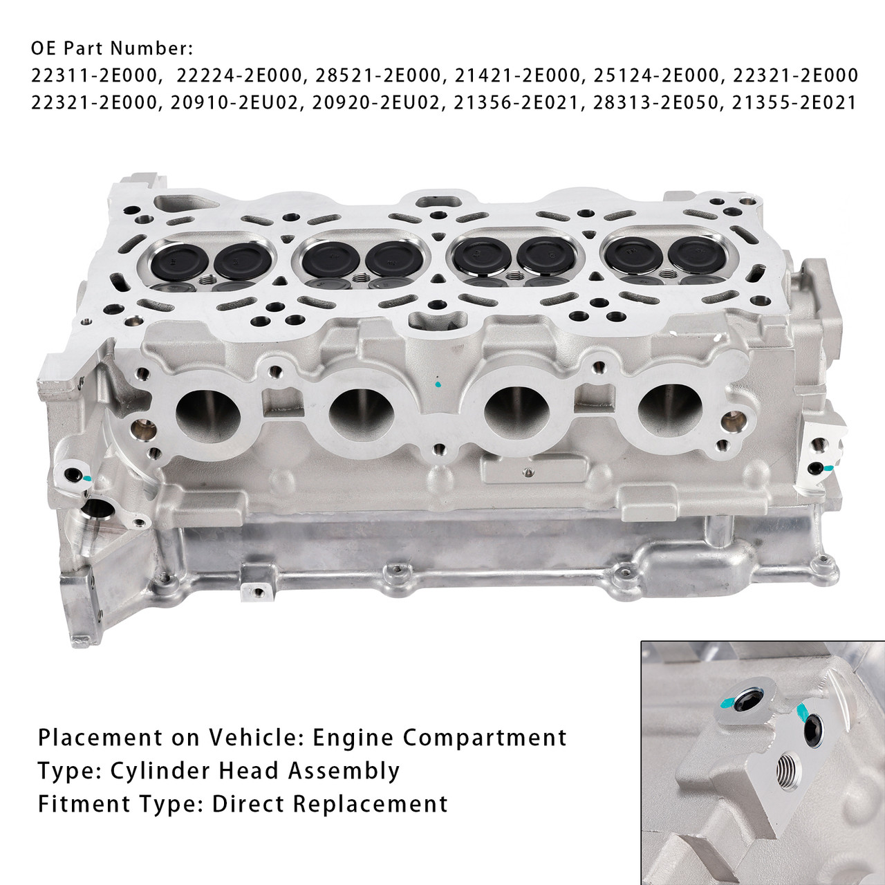 2011–2017 Hyundai i30 (GD) G4NB Cylinder Head Assembly 22224-2E000 Generic 2011–2017 Hyundai i30 (GD) G4NB Cylinder Head Assembly 22224-2E000 Generic