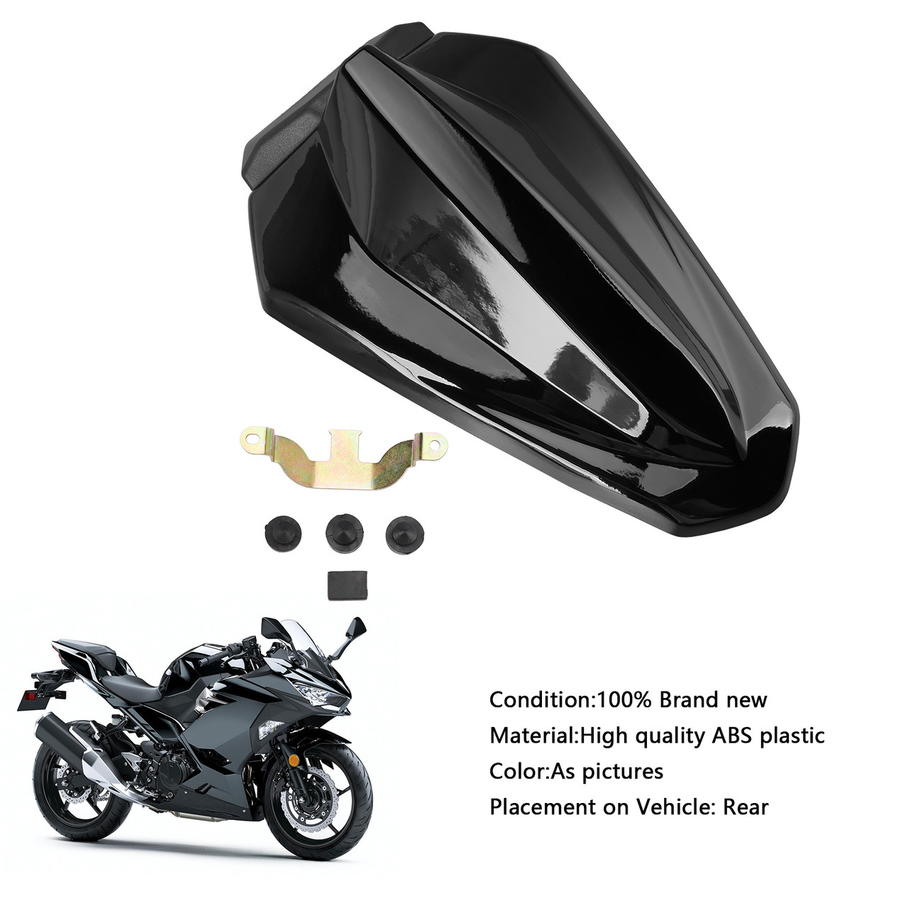 2018-2024 Kawasaki Ninja 400 Racing Tail Rear Seat Fairing Cowl Black Generic