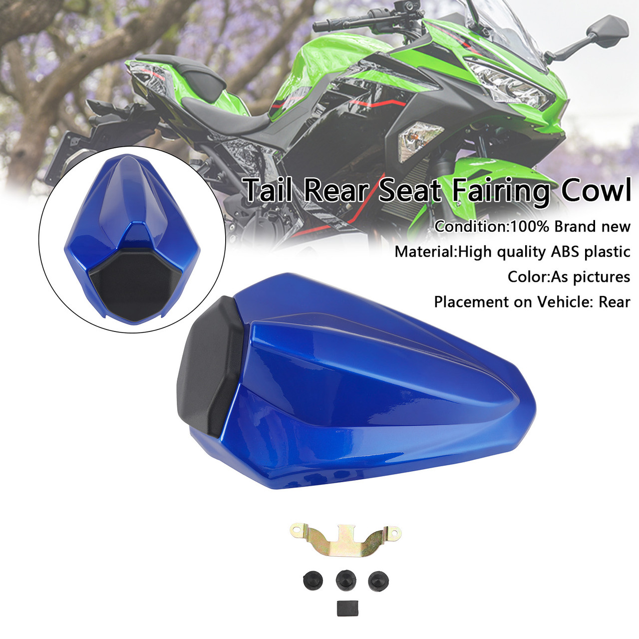 2018-2024 Kawasaki Ninja 400 Racing Tail Rear Seat Fairing Cowl Blue Generic