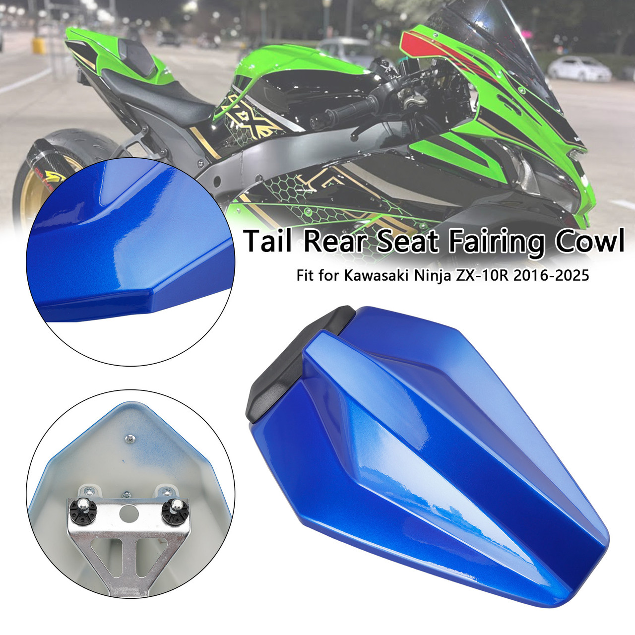 2016-2025 Kawasaki Ninja ZX-10R Tail Rear Seat Fairing Cowl Blue Generic