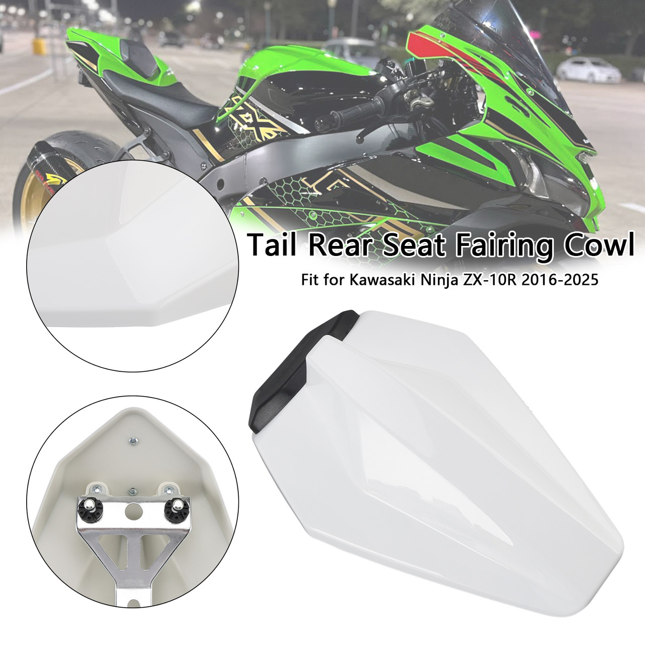 2016-2025 Kawasaki Ninja ZX-10R Tail Rear Seat Fairing Cowl White Generic