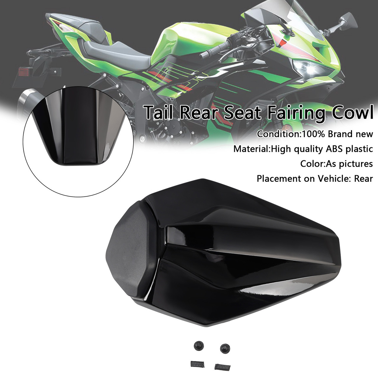 2019-2025 Kawasaki Ninja ZX-6R Tail Rear Seat Fairing Cowl Black Generic