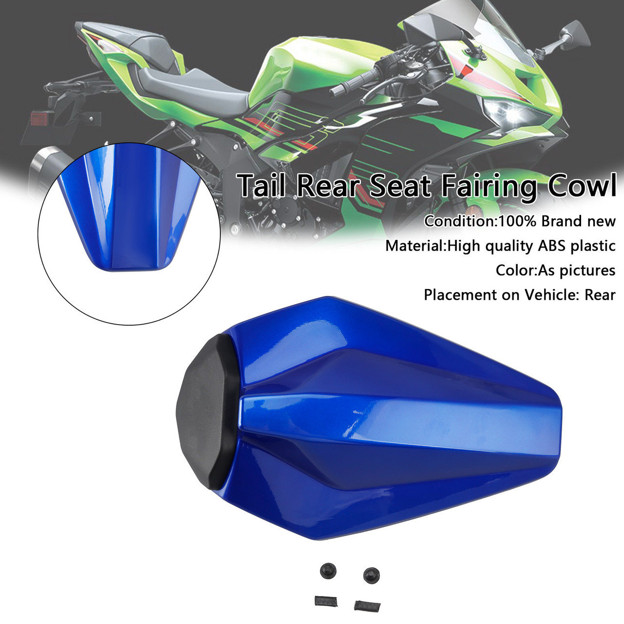 2019-2026 Kawasaki Ninja ZX-6R Tail Rear Seat Fairing Cowl Blue Generic