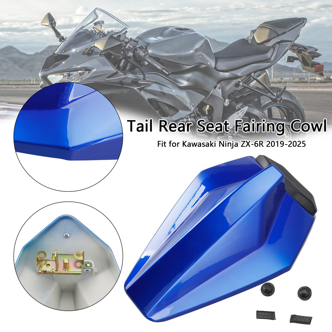 2019-2025 Kawasaki Ninja ZX-6R Tail Rear Seat Fairing Cowl Blue Generic
