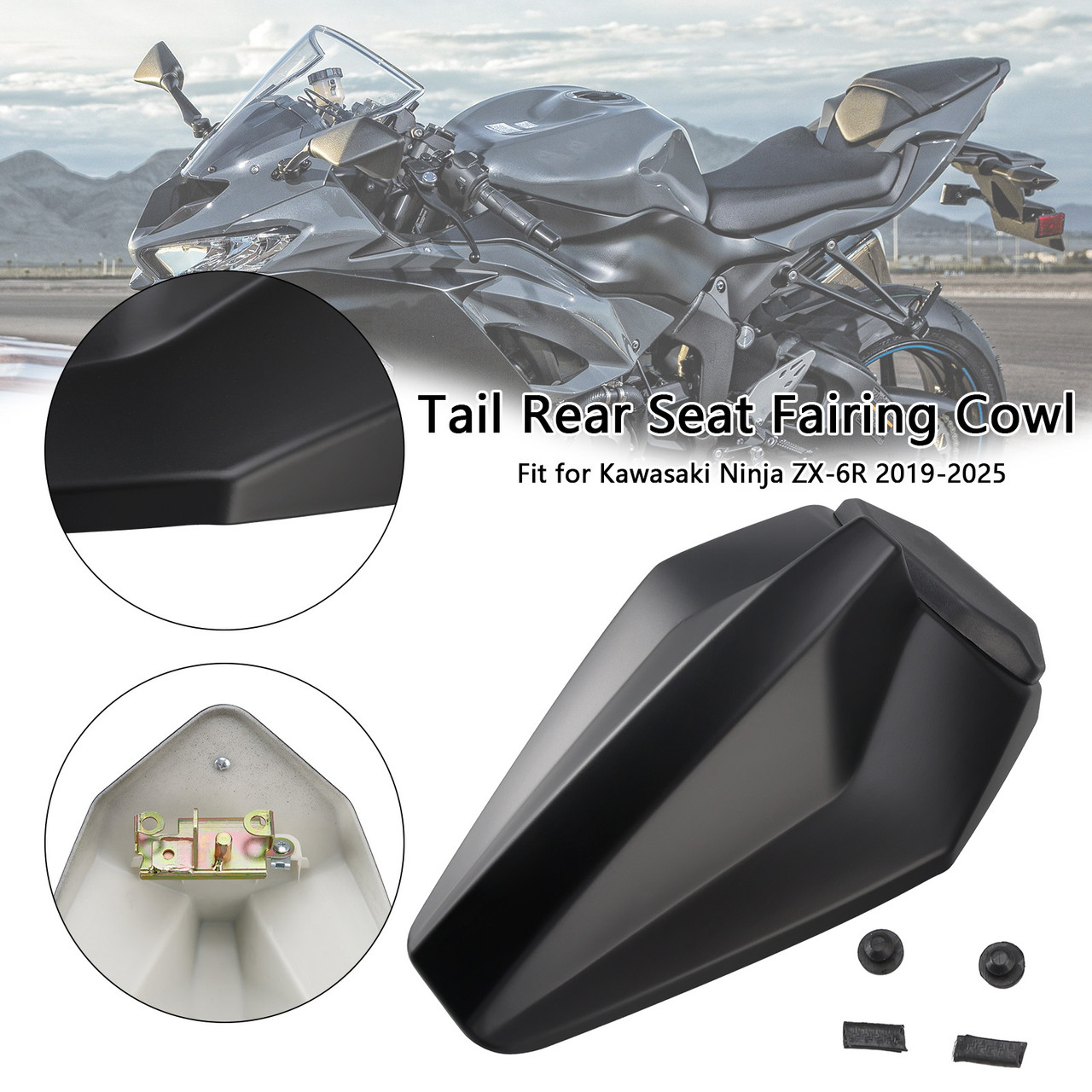 2019-2025 Kawasaki Ninja ZX-6R Tail Rear Seat Fairing Cowl Matte Black Generic