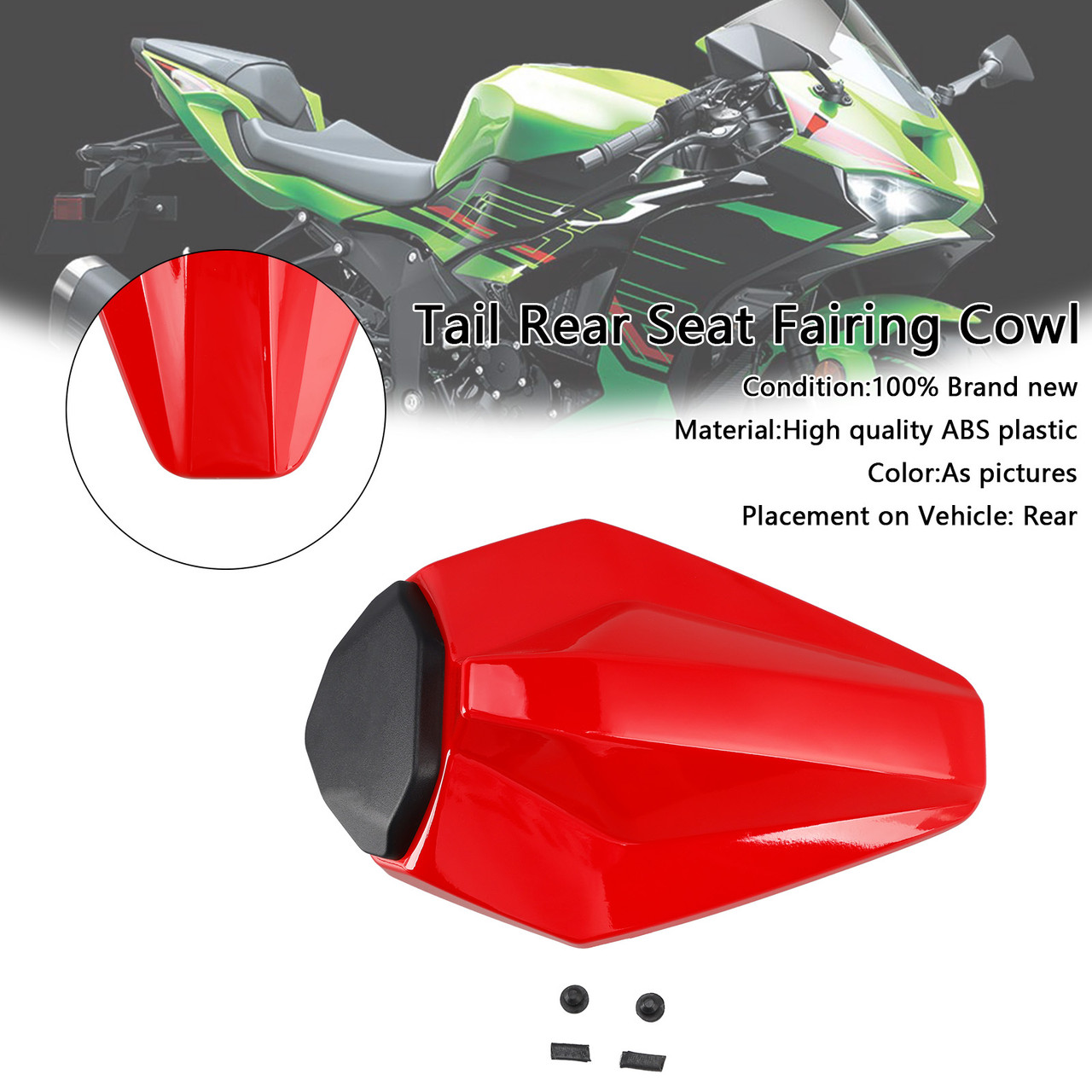 2019-2025 Kawasaki Ninja ZX-6R Tail Rear Seat Fairing Cowl Red Generic