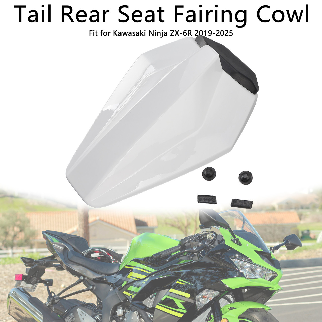 2019-2025 Kawasaki Ninja ZX-6R Tail Rear Seat Fairing Cowl White Generic