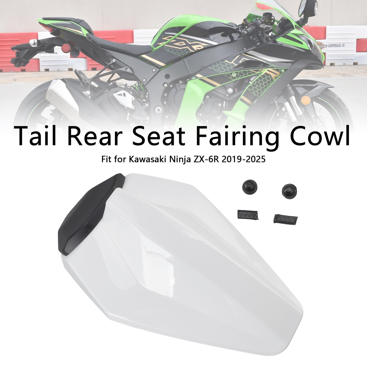 2019-2025 Kawasaki Ninja ZX-6R Tail Rear Seat Fairing Cowl White Generic