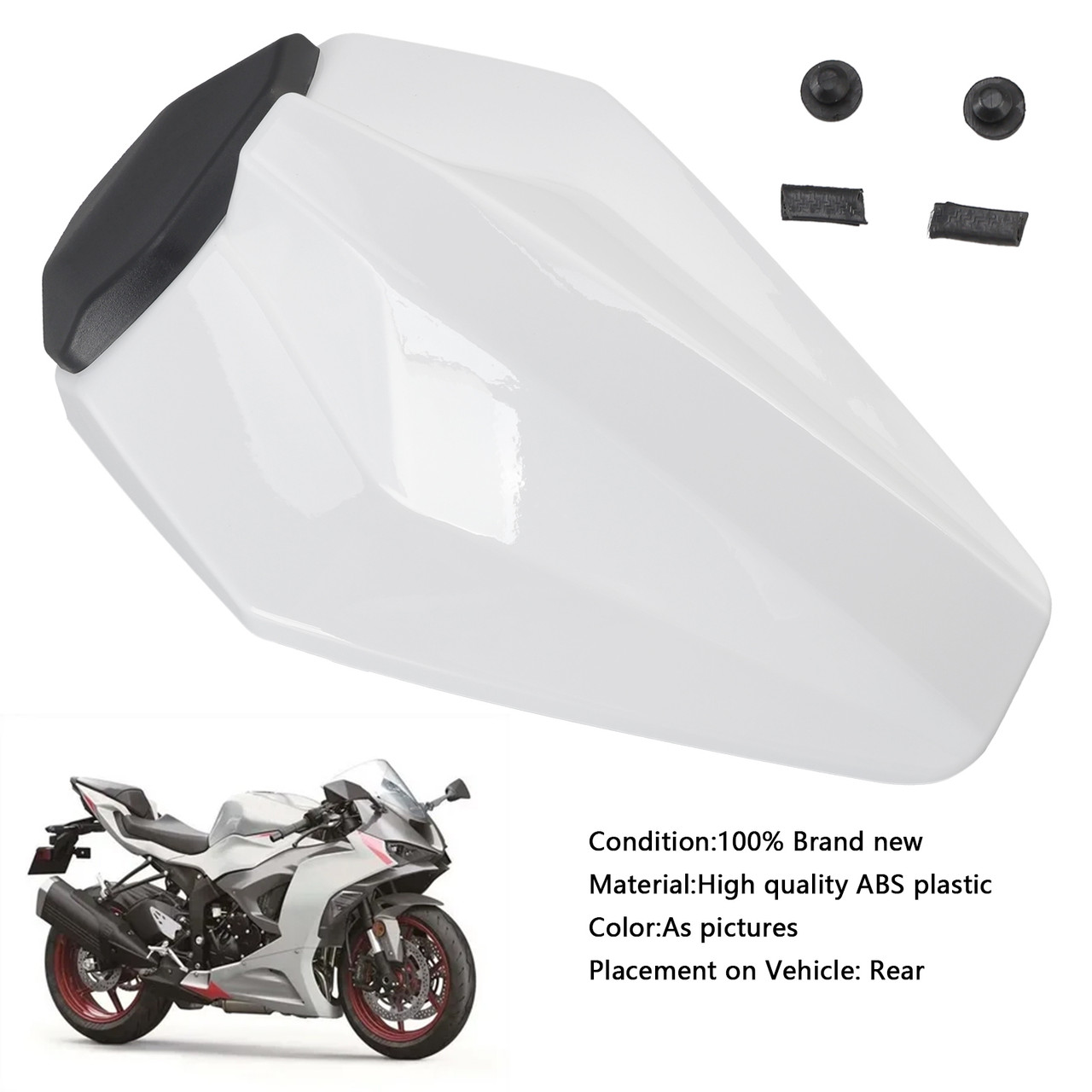2019-2025 Kawasaki Ninja ZX-6R Tail Rear Seat Fairing Cowl White Generic