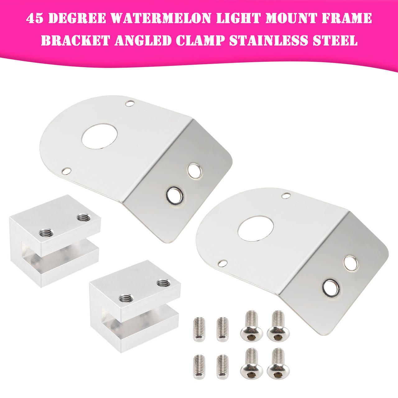 45 Degree Watermelon Light Mount Frame Bracket Angled Clamp Stainless Steel