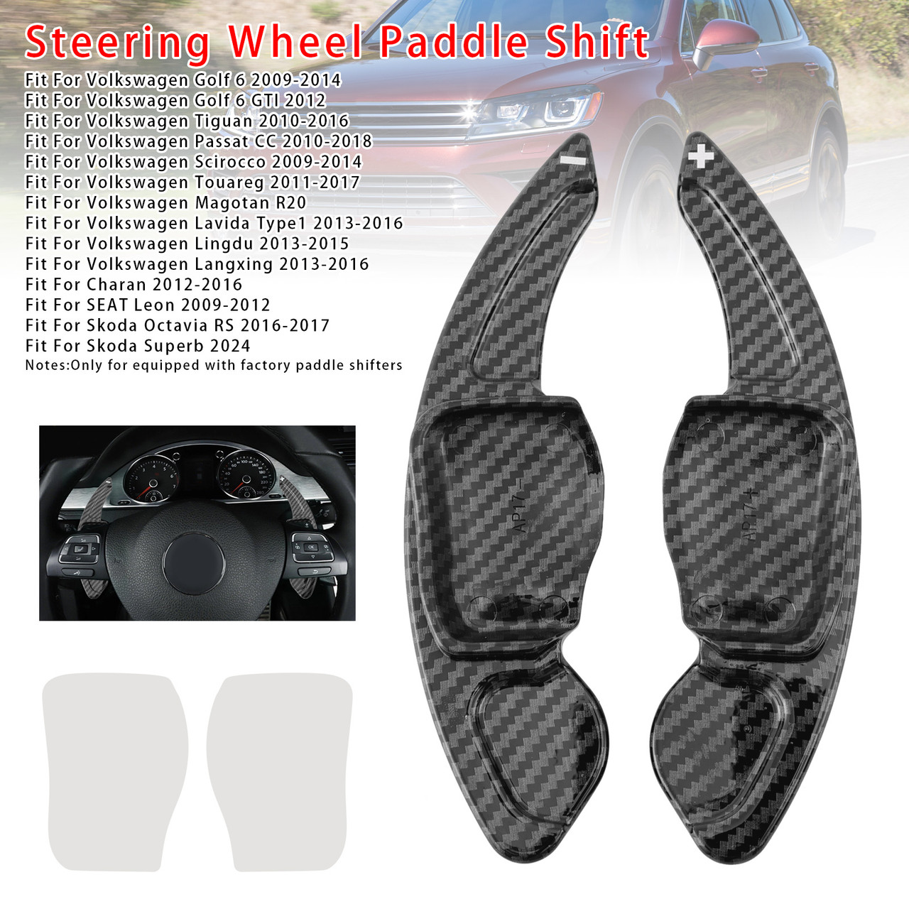 2012 Volkswagen Golf 6 GTI Carbon Look Steering Wheel Paddle Shifter Extension Black Generic 2012 Volkswagen Golf 6 GTI Carbon Look Steering Wheel Paddle Shifter Extension Black Generic