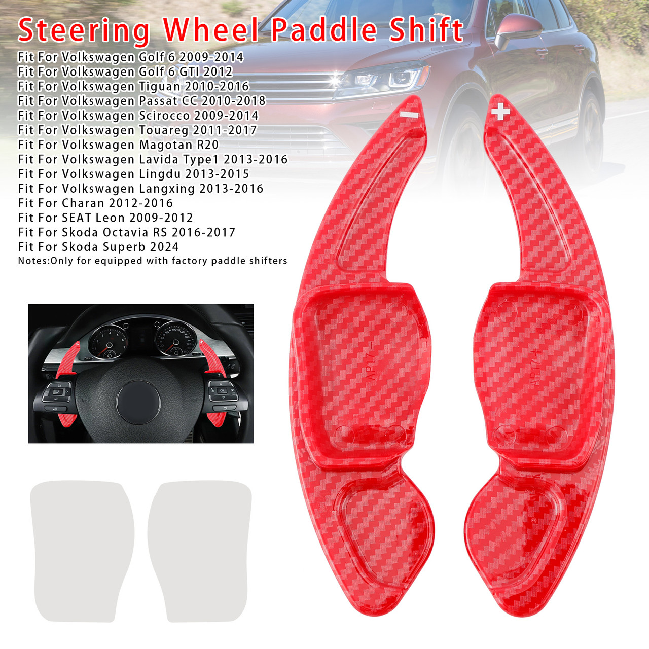 2024 Skoda Superb Carbon Look Steering Wheel Paddle Shifter Extension Red Generic 2024 Skoda Superb Carbon Look Steering Wheel Paddle Shifter Extension Red Generic