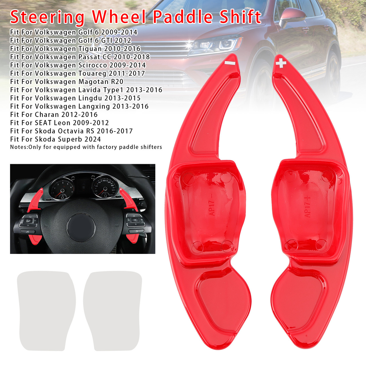 2010-2018 Fit For Volkswagen Scirocco Steering Wheel Paddle Shifter Extension Red Generic 2010-2018 Fit For Volkswagen Scirocco Steering Wheel Paddle Shifter Extension Red Generic