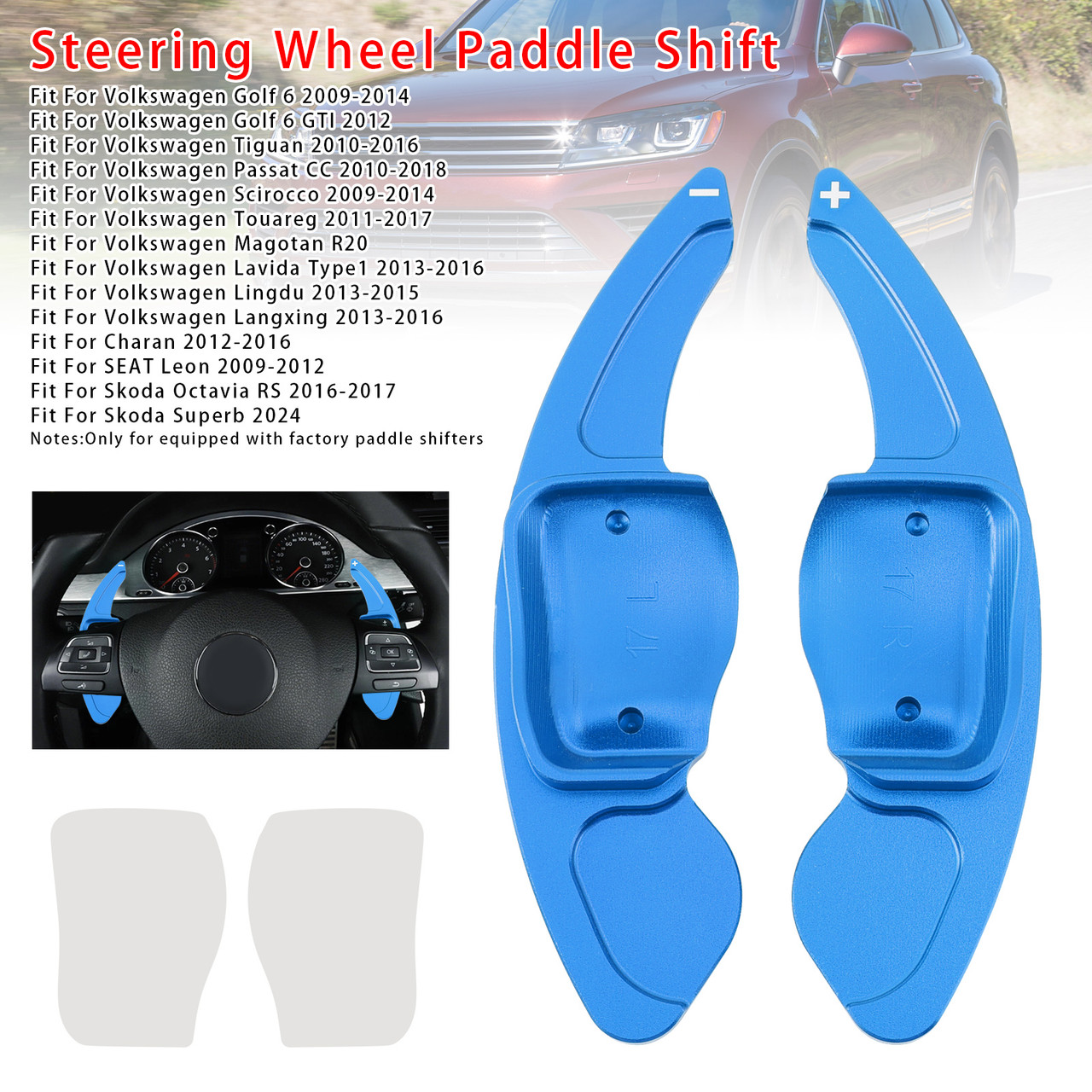 2013-2015 Volkswagen Lingdu Steering Wheel Paddle Shifter Extension Aluminium Blue Generic 2013-2015 Volkswagen Lingdu Steering Wheel Paddle Shifter Extension Aluminium Blue Generic