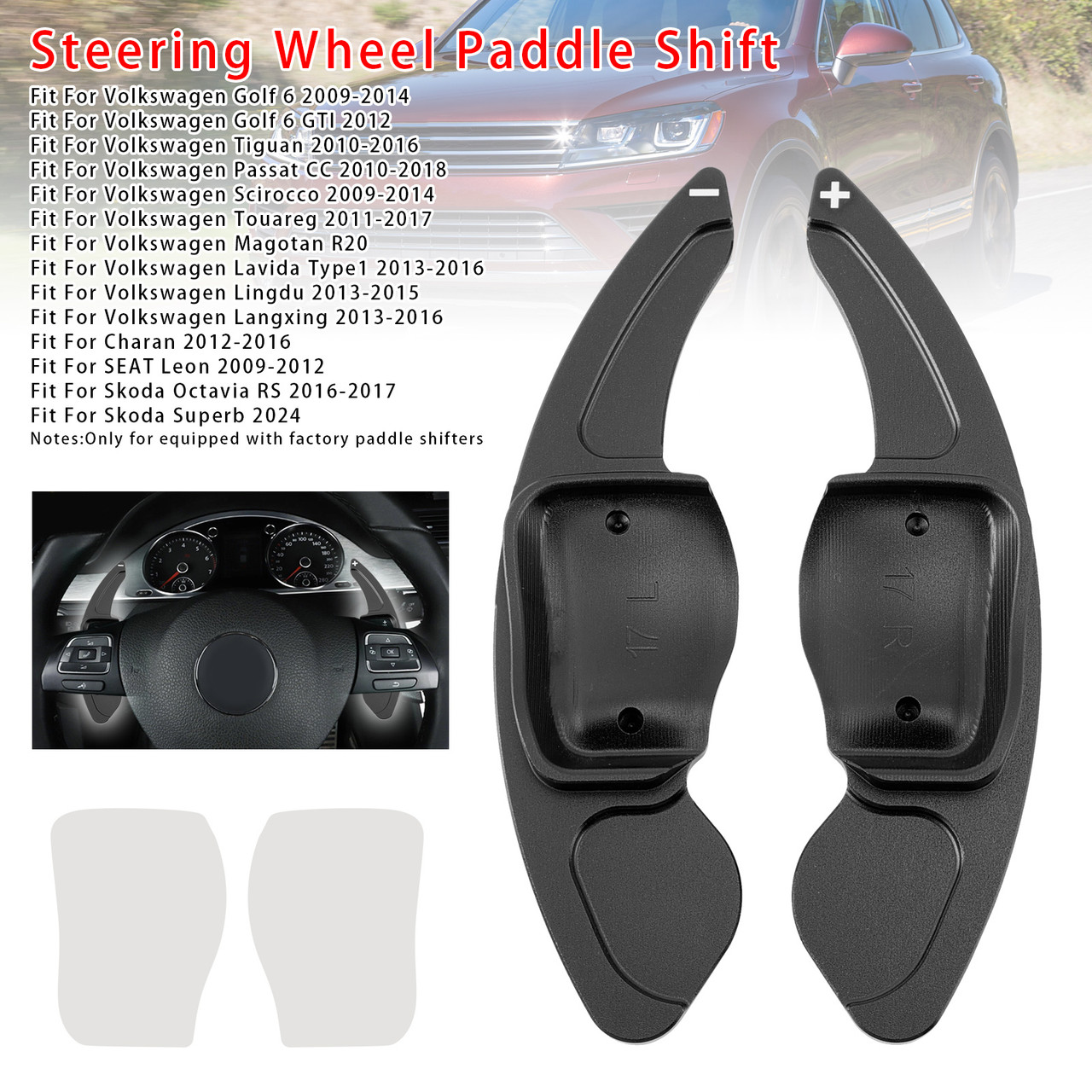 2009-2012 SEAT Leon Steering Wheel Paddle Shifter Extension Aluminium Black Generic