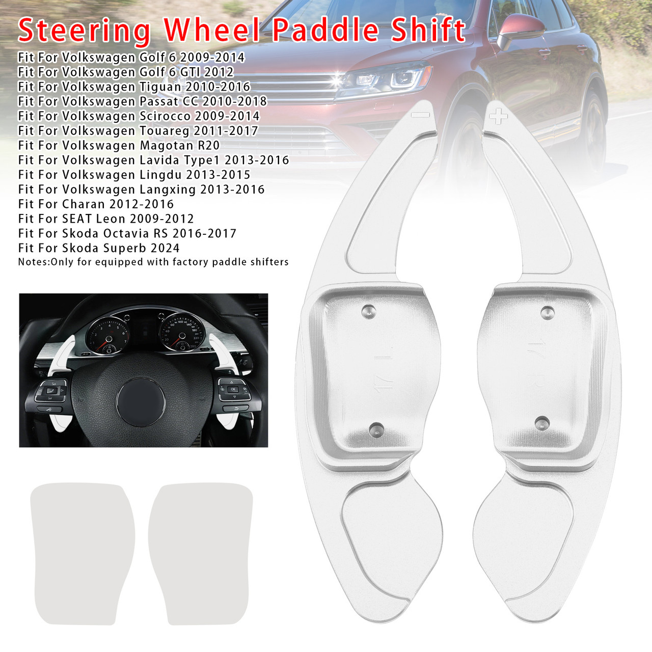 Volkswagen Magotan R20 Steering Wheel Paddle Shifter Extension Aluminium Silver Generic Volkswagen Magotan R20 Steering Wheel Paddle Shifter Extension Aluminium Silver Generic