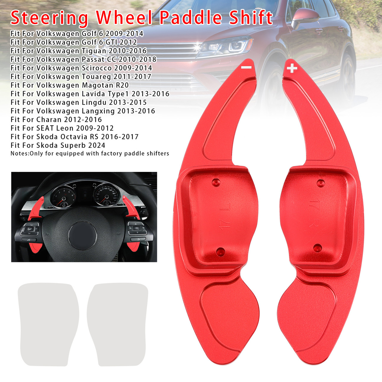2016-2017 Skoda Octavia RS Steering Wheel Paddle Shifter Extension Aluminium Red Generic 2016-2017 Skoda Octavia RS Steering Wheel Paddle Shifter Extension Aluminium Red Generic