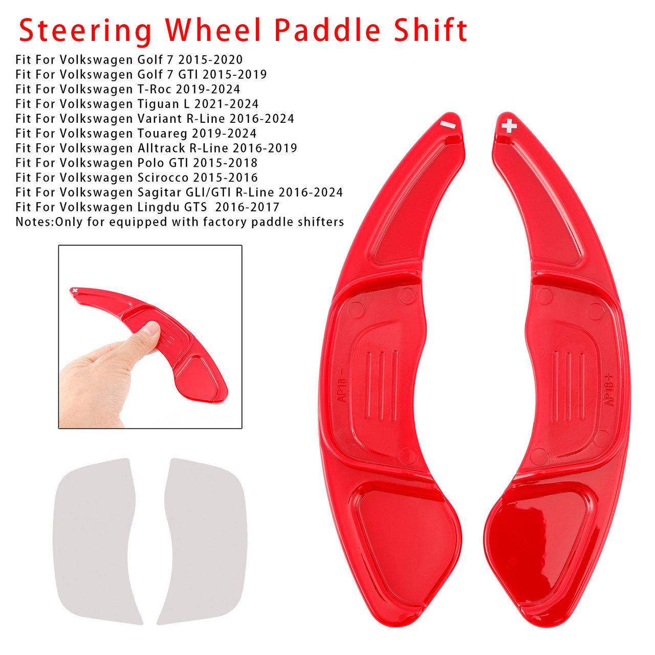 2015-2018 Volkswagen Polo GTI Steering Wheel Paddle Shifter Extension Red Generic 2015-2018 Volkswagen Polo GTI Steering Wheel Paddle Shifter Extension Red Generic