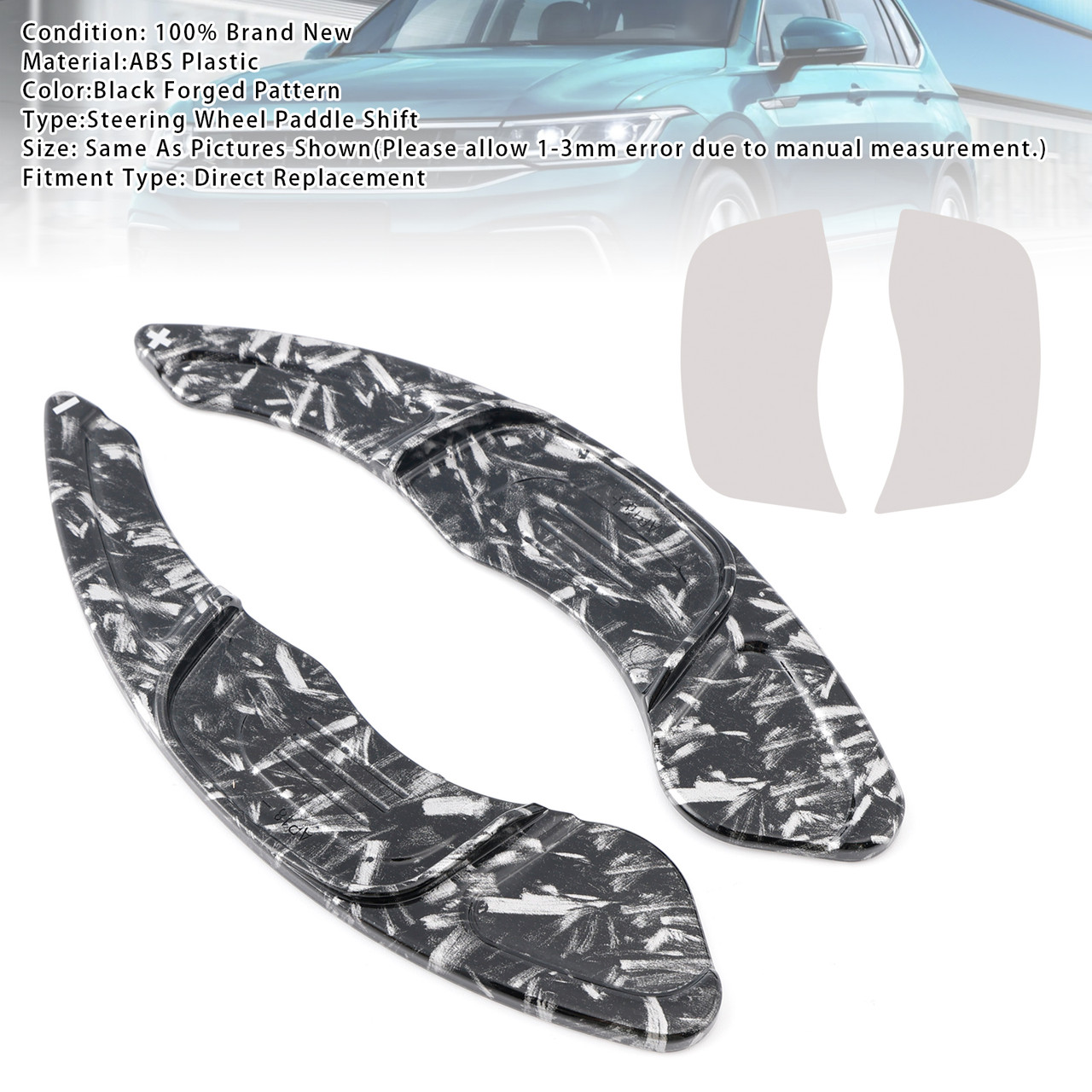2021-2024 Volkswagen Tiguan L Steering Wheel Paddle Shifter Extension Black Forged Pattern Generic