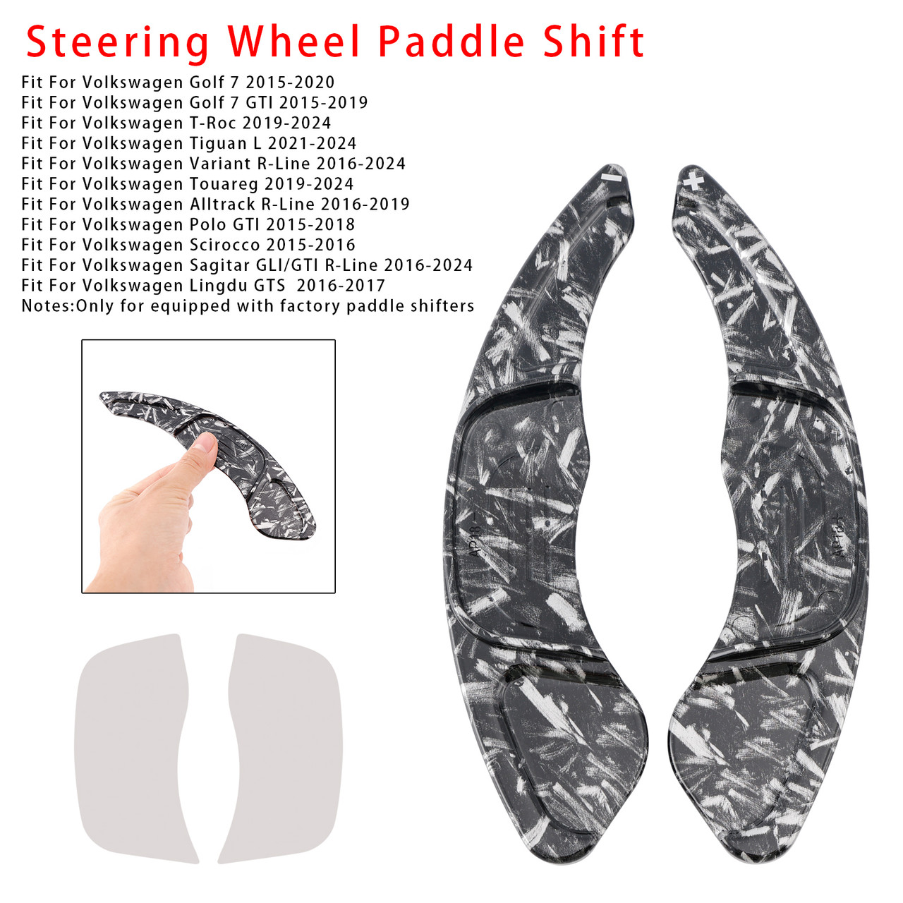 2021-2024 Volkswagen Tiguan L Steering Wheel Paddle Shifter Extension Black Forged Pattern Generic