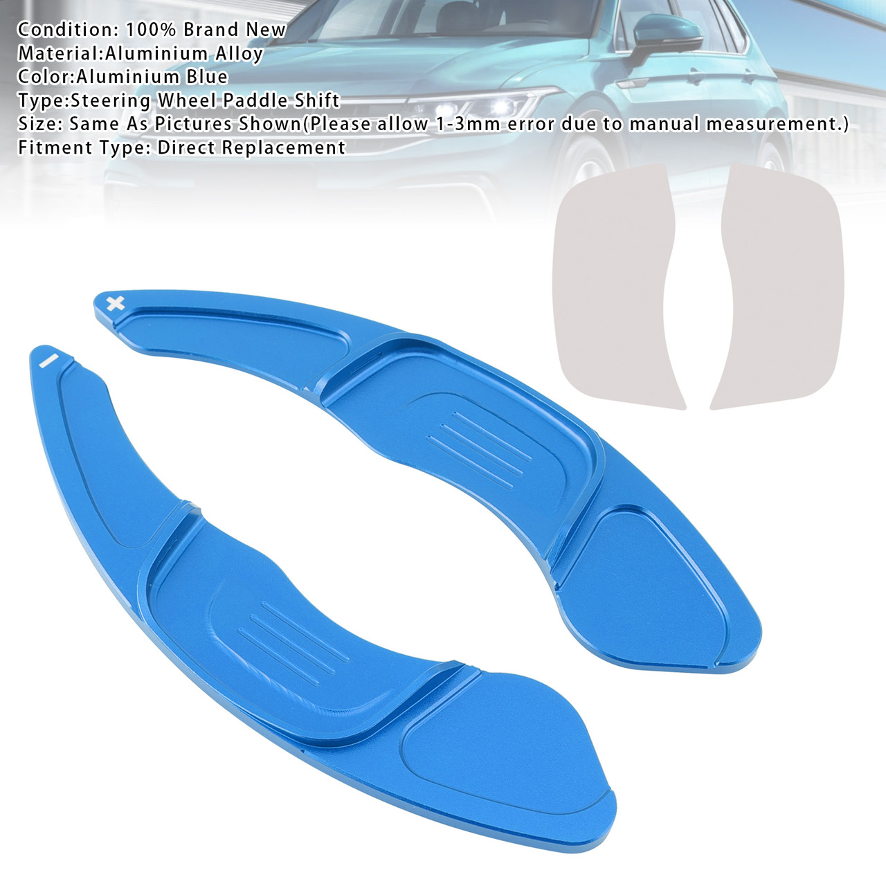2019-2024 Volkswagen T-Roc Steering Wheel Paddle Shifter Extension Aluminium Blue Generic 2019-2024 Volkswagen T-Roc Steering Wheel Paddle Shifter Extension Aluminium Blue Generic