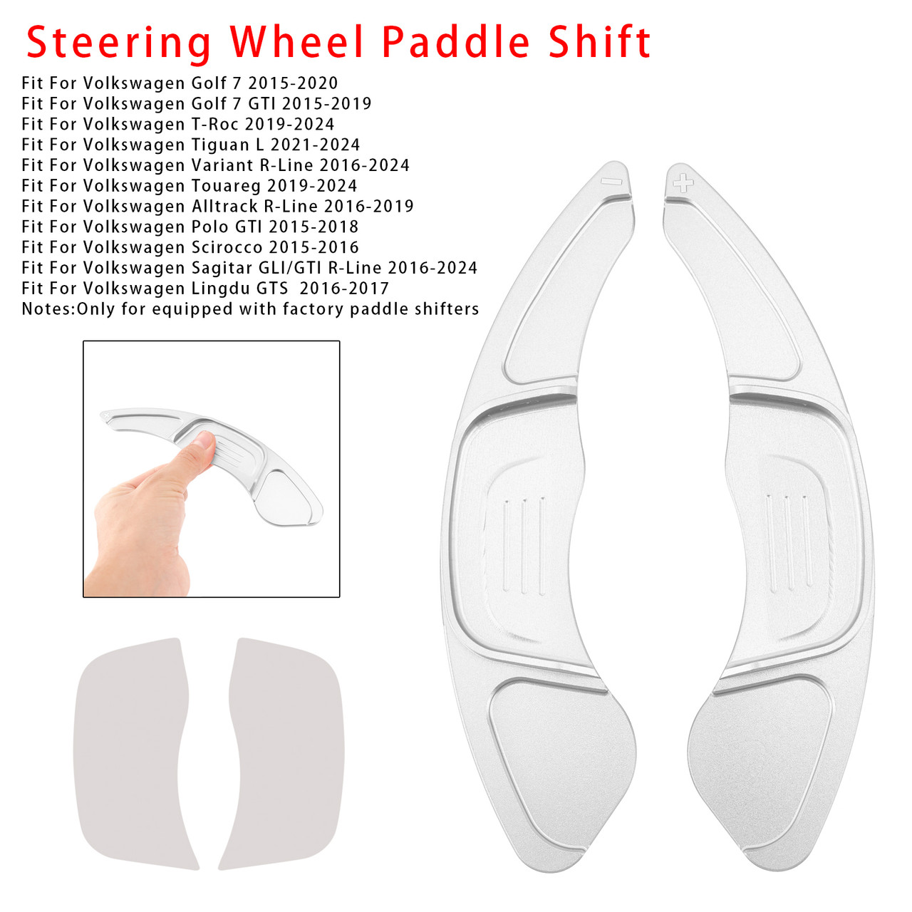 2015-2016 Volkswagen Scirocco Steering Wheel Paddle Shifter Extension Aluminium Silver Generic