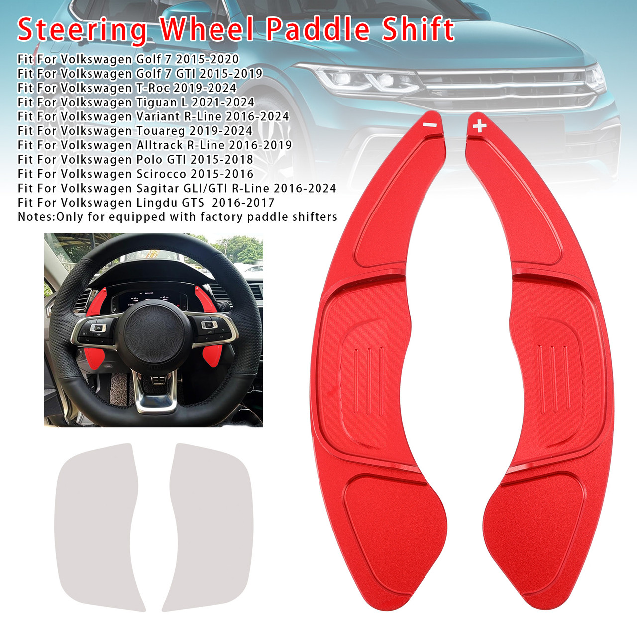 2016-2019 Volkswagen Alltrack R-Line Steering Wheel Paddle Shifter Extension Aluminium Red Generic 2016-2019 Volkswagen Alltrack R-Line Steering Wheel Paddle Shifter Extension Aluminium Red Generic