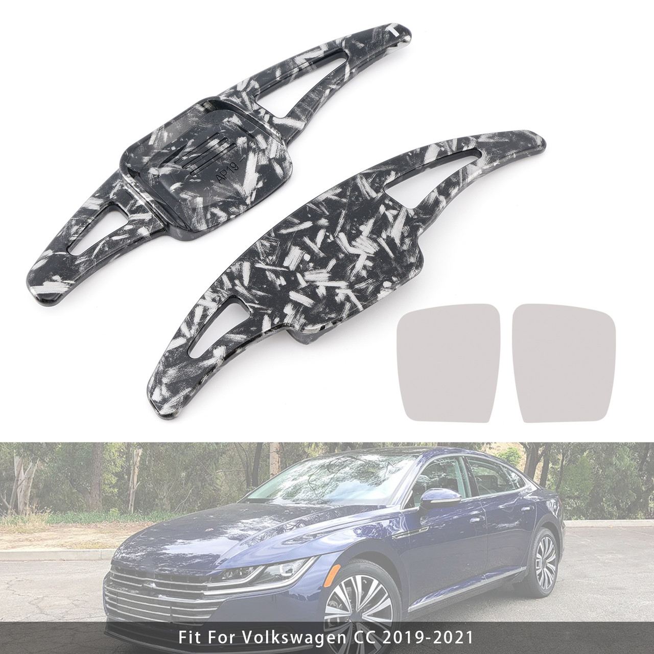 2017-2021 Volkswagen Tiguan Steering Wheel Paddle Shifter Extension Black Forged Pattern Generic