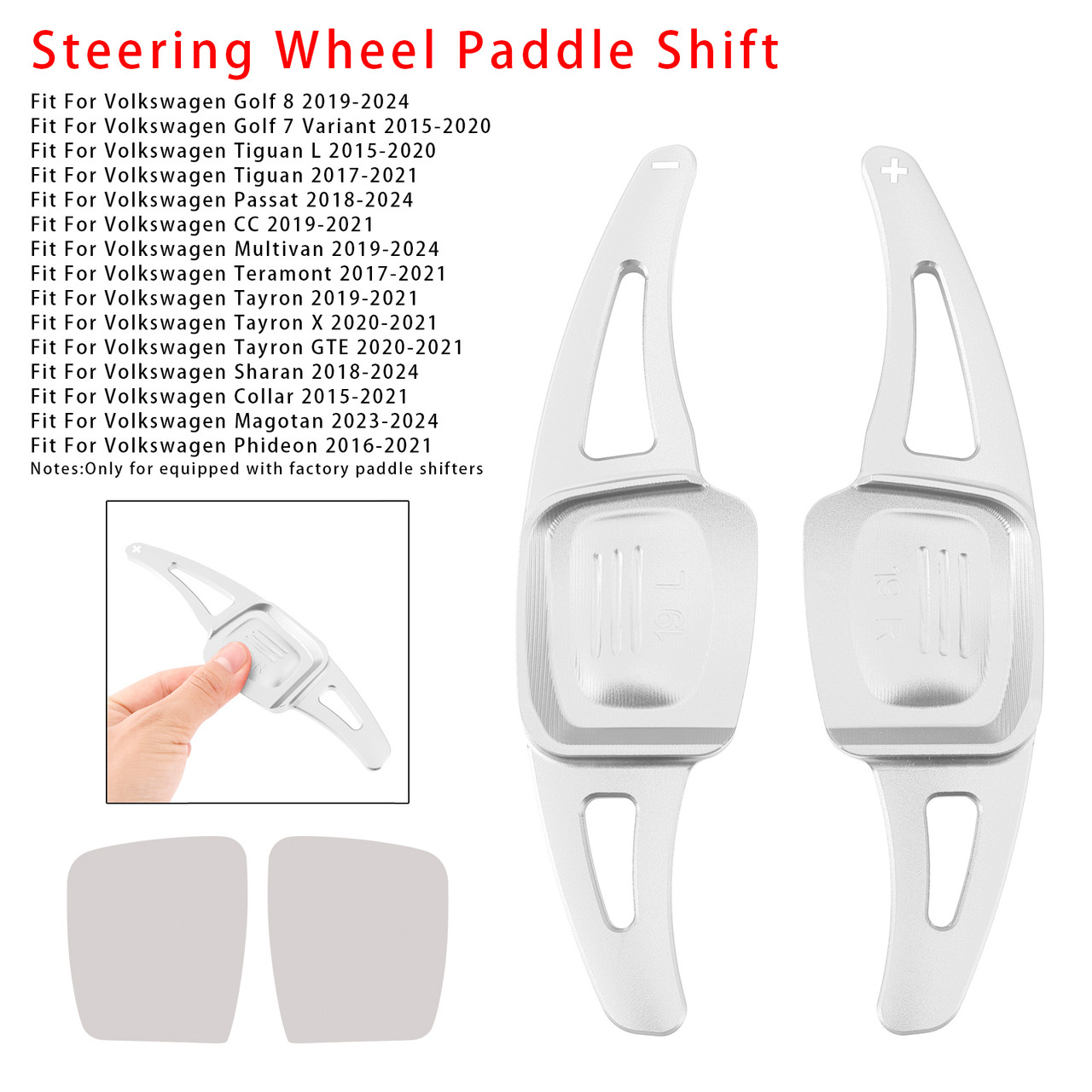 2019-2024 Volkswagen Golf 8 Steering Wheel Paddle Shifter Extension Aluminium Silver Generic