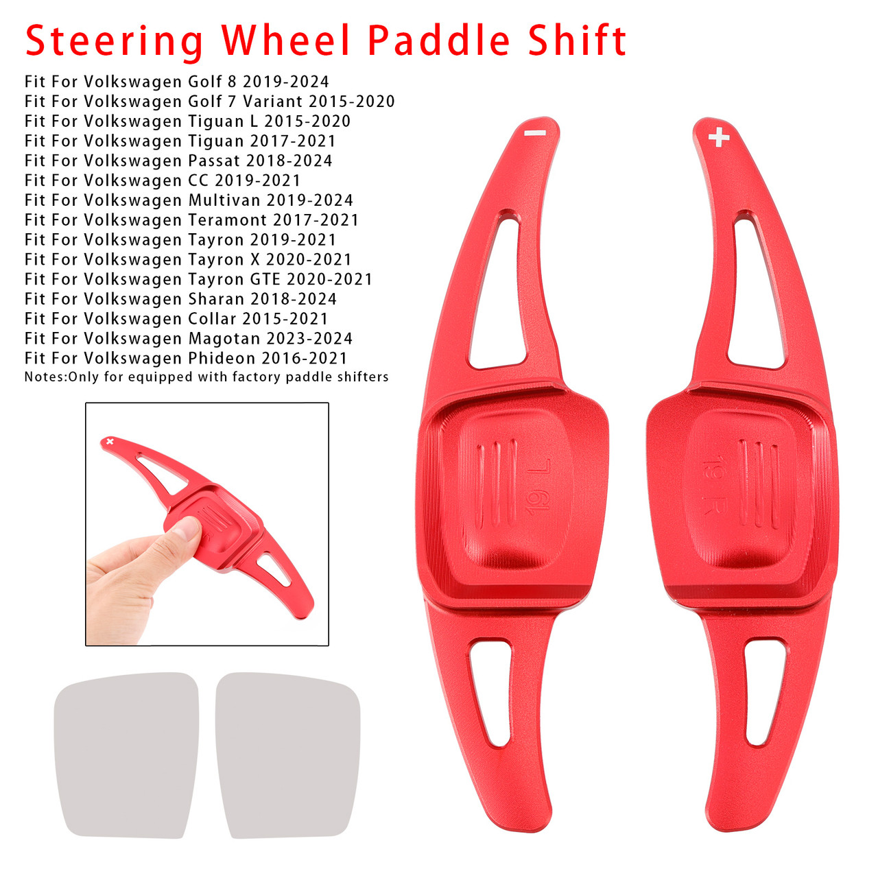 2019-2021 Volkswagen Tayron Steering Wheel Paddle Shifter Extension Aluminium Red Generic 2019-2021 Volkswagen Tayron Steering Wheel Paddle Shifter Extension Aluminium Red Generic